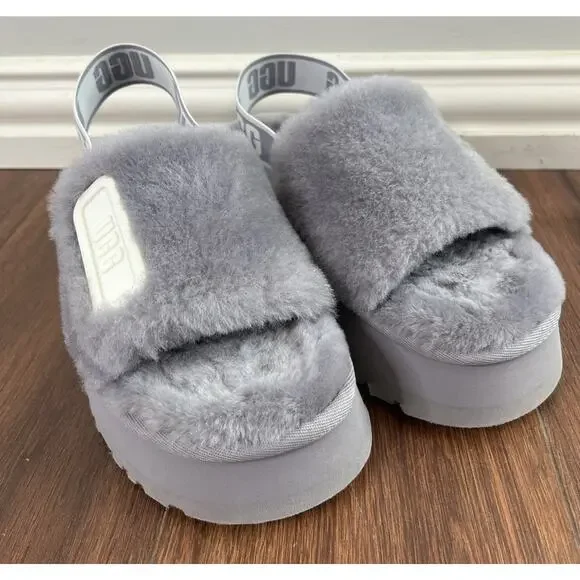 UGG Soft Amethyst Plush Shearling Disco Platform Cozy Slide Sandals - Picture 9 of 11